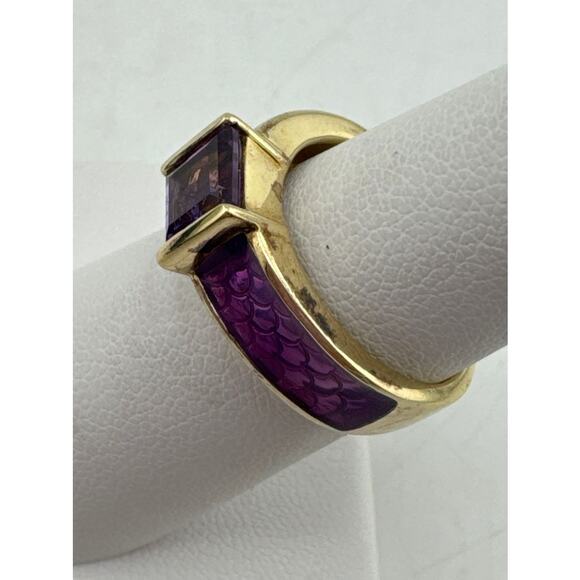 Estate Michelle Albala Sterling Amethyst Ring Sz 6 - Picture 2 of 4